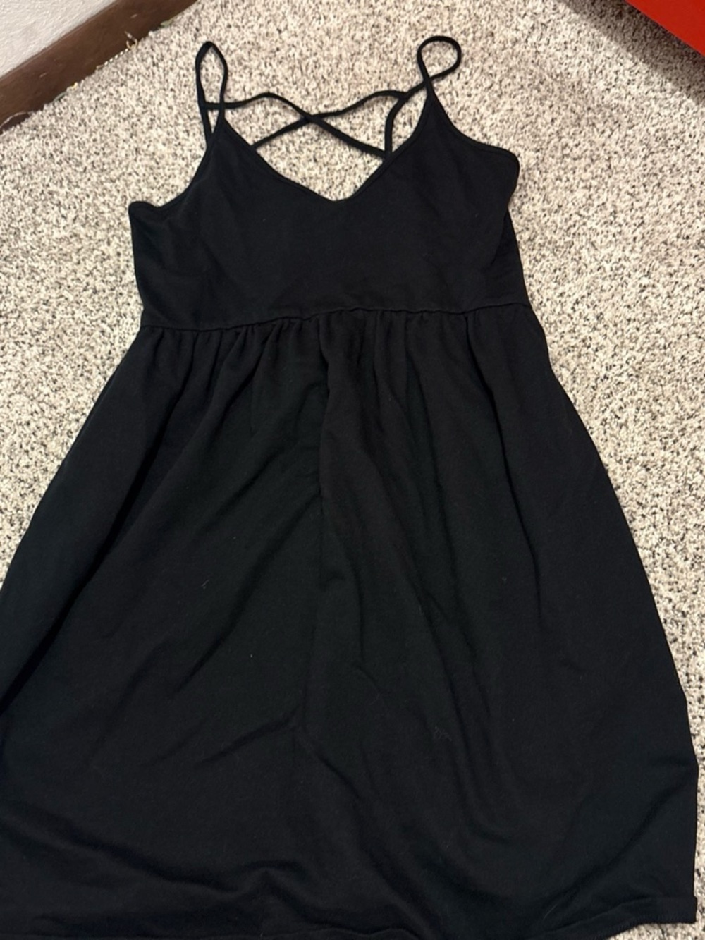 wild fable Black Strappy V-Neck Dress with Crisscross Back